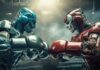 China exibe robôs lutando boxe e servindo cerveja em feira de IA