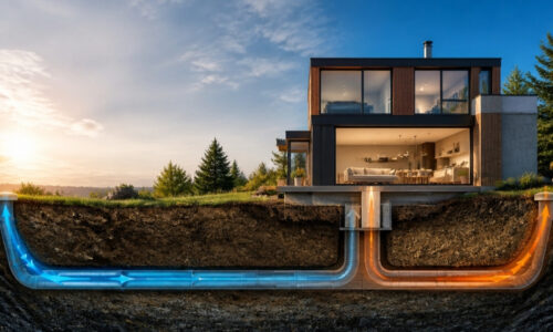 Tecnologia mantém casas confortáveis no calor e no frio usando o solo